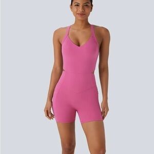 HALARA Vibrant Hot Pink Activewear Romper
